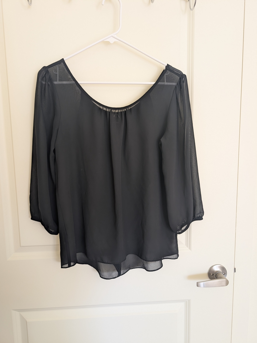 BCX Black Sheer Long-Sleeve Blouse